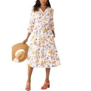 Cotton Cottagecore Buttoned‎ Tie Front Shirtdress M